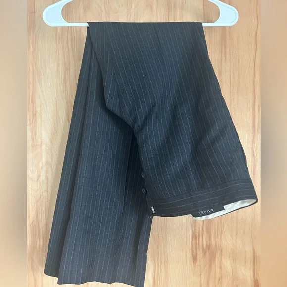 Gucci Pinstripe Wool Trousers Pants US 2 IT 38 EU 34 Black Gray Made in Italy